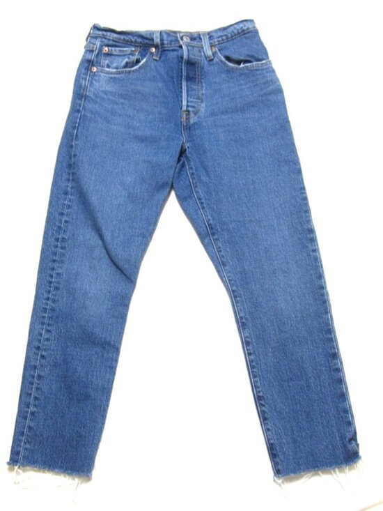 Levi's Denim - Levi's 501 Skinny Jeans  Sz 27x24 High Waisted Button Fly Distressed Raw Hem